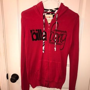 Billabong red and zebra zipper hoodie size medium